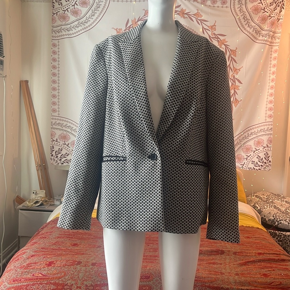 M&S Collection Patterned Black & White Blazer